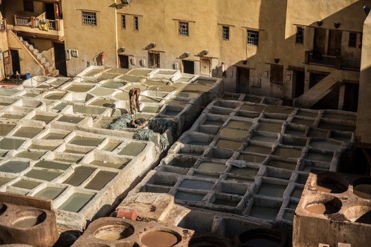  the ancient leather tanning pits in Fez morocco