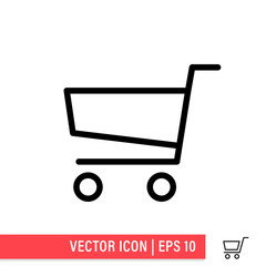 Shopping cart vector icon. E-commerce symbol. Supermarket trolley linear pictogram.