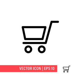 Shopping cart vector icon. E-commerce symbol. Supermarket trolley linear pictogram.