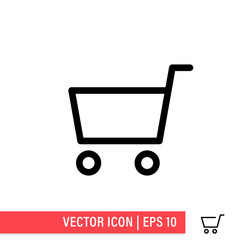 Shopping cart vector icon. E-commerce symbol. Supermarket trolley linear pictogram.