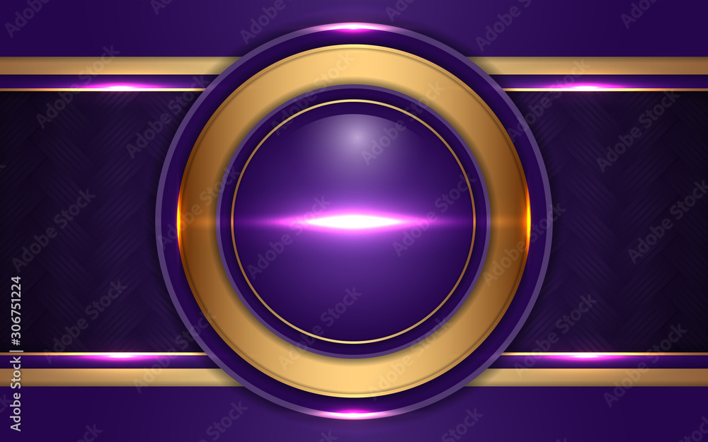 Poster abstract purple overlapping layers background a combination with circle golden texture line decorati