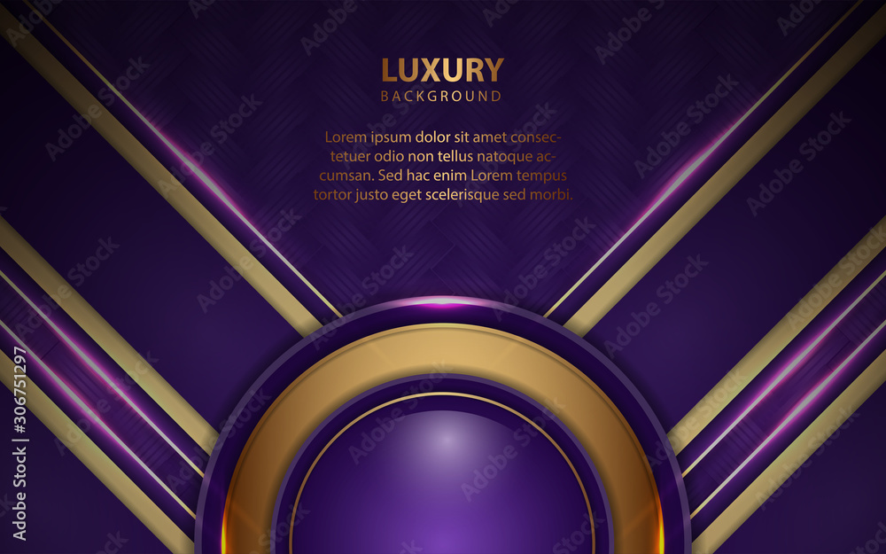 Poster abstract purple overlapping layers background a combination with circle golden texture line decorati