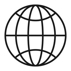 International globe line art icon for apps and websites design on white, vector illustration