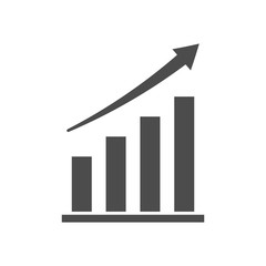 Growing graph icon isolated on white background. Vector illustration.