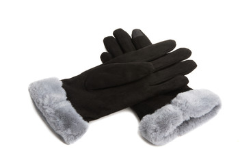 black female gloves isolated