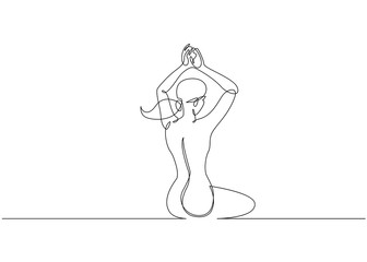 Continuous line drawing. Woman sitting back. Vector Illustration