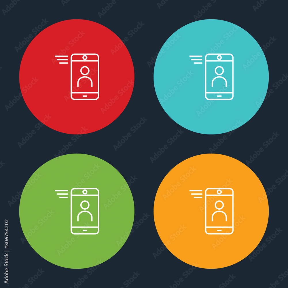 Aufkleber very useful mobile user line icon on four color round options.