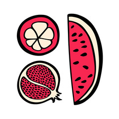 Hand drawn fruit