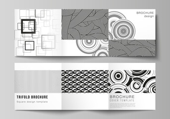 The minimal vector layout of square format covers design templates for trifold brochure, flyer, magazine. Trendy geometric abstract background in minimalistic flat style with dynamic composition.