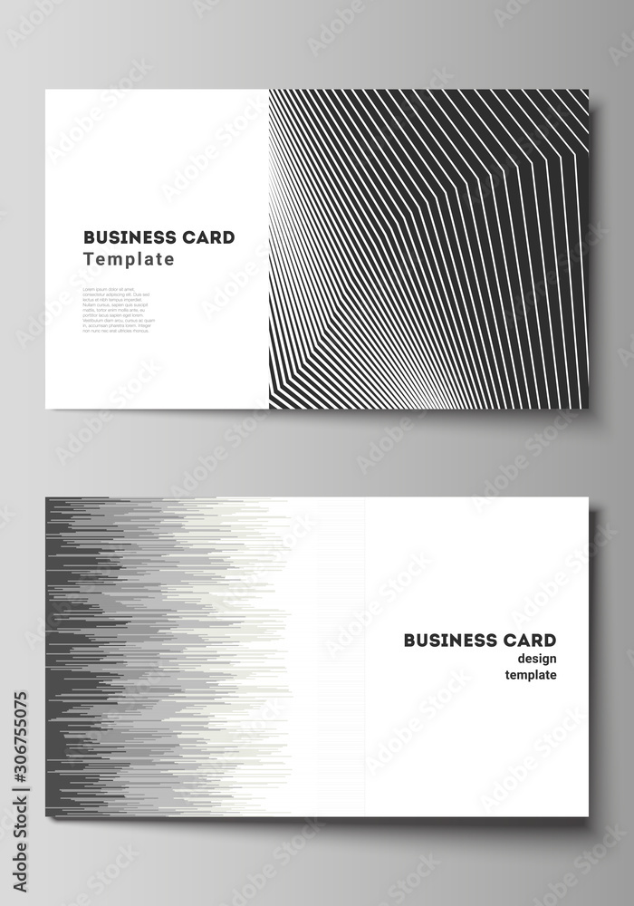 Poster vector illustration of the editable layout of two creative business cards design templates. geometri