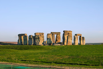 Stonehenge, Historic Neolithic Stones, Wiltshire, England. Summer, Clear Sky, no people.