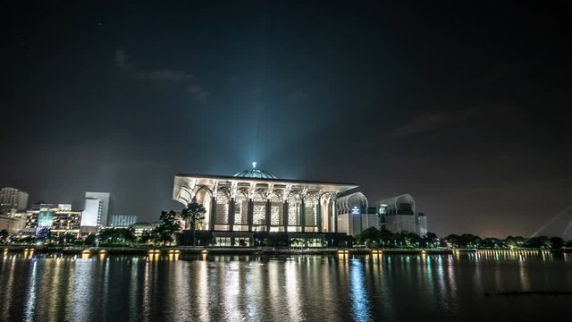 PUTRAJAYA, MALAYSIA - 12TH DECEMBER 2018; Putra Mosque, a principal mosque of Putrajaya, Malaysia. Construction of the mosque began in 1997 and was completed two years later.
