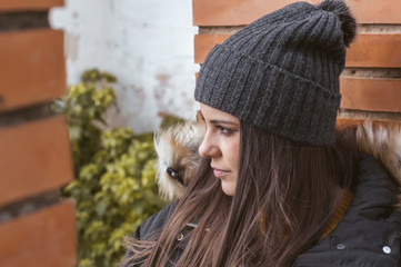 Fototapeta premium Young woman traveling alone in winter