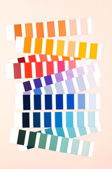 Color palette with various samples. Rainbow sample colors catalogue.