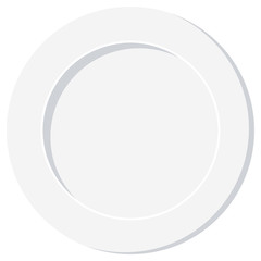 Empty white plate vector illustration isolated on white background.