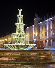 Holiday decorations of Market square of Tadeusz Kościuszko in Bialystok. Poland