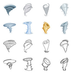 Isolated object of cyclone and weather symbol. Collection of cyclone and catastrophe vector icon for stock.