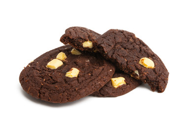 chocolate american cookies with white chocolate isolated