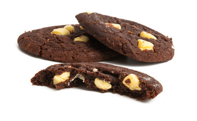 chocolate american cookies with white chocolate isolated