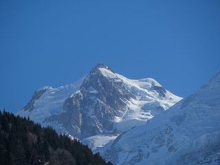 Amazing landscape at the perennial glaciers of the Mont Blanc on the French side
