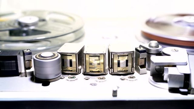 A vintage reel tape was stoping and ending.
