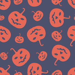 Halloween colorful seamless pattern with pumpkins on color background.