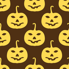 Halloween colorful seamless pattern with pumpkins on color background.