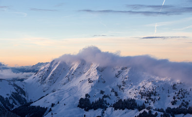 Mountain portrait Birnhorn Saalbach sunset clouds perfect blue sky purple light