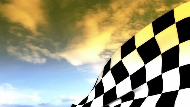 Checkered flag on sunset sky.mov