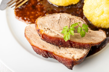 bavarian roasted pork with dumplings