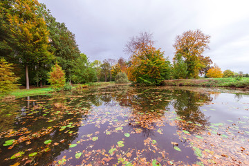 The romantic castle park of Rheda. Wiedenbr&uuml;ck, North Rhine-Westphalia, Germany, Europe
