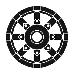 Obraz premium Wheel of cart vector icon.Black vector icon isolated on white background wheel of cart.