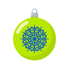 Obraz premium Christmas ball with snowflake isolated on white background