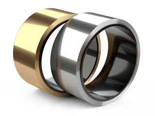 Roll of golden and metal insulating scotch duct tape set.