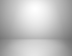White studio background. Empty gray room, blank product display backdrop with shadow vector indoor 3d template - obrazy, fototapety, plakaty