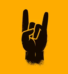 Photo sur Plexiglas Pour lui Symbole de geste de la main cool. Heavy metal, illustration vectorielle de rock