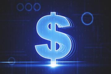 Glowing blue dollar icon interface hud