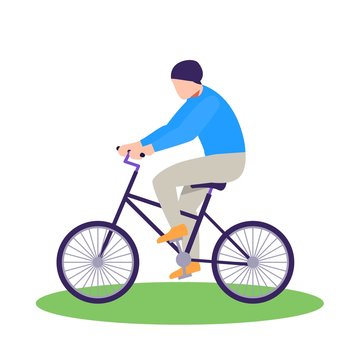 Men riding bike. Flat design element. Flat vector illustration on white background. Vector illustration