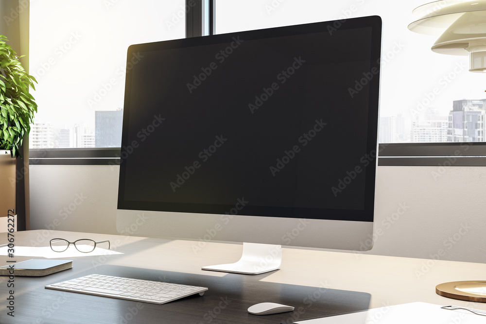 Poster desktop with empty black screen