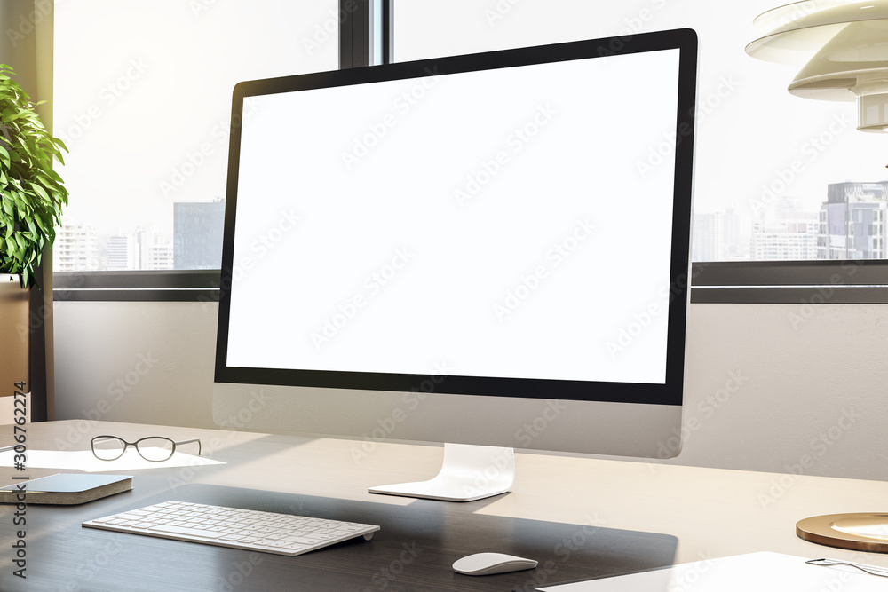 Fototapete desktop with empty computer screen