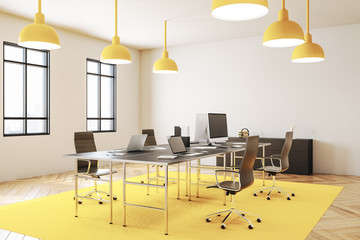 Modern office with empty computer screen
