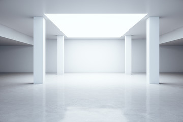Empty room space with empty white wall