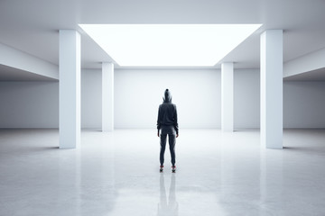 Fototapeta premium Hacker standing in room