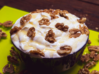 Authentic Greek yogurt with walnuts and honey
