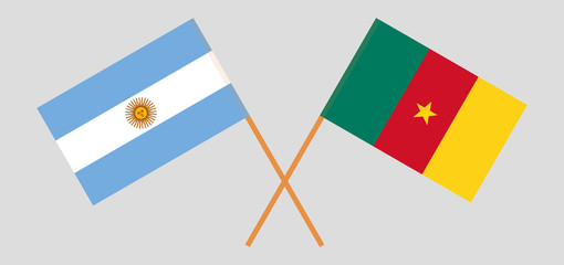 Crossed flags of Cameroon and Argentina