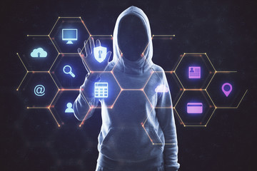 Hacker using digital business interface