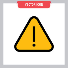 Attention icon, danger symbol vector. Triangle sign with exclamation mark.