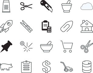 clip vector icon set such as: small, box, consumption, shuttle, residential, state, cloud, fantasy, edge, pollution, plastic, chef, exchange, washing, pen, basket, supplies, trolley, energy, laser