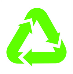 Green recycle icon in triangle. Recycle Recycling set symbol vector. Eco cirle icon. Green arows on isolated background. Vector garbage symbols. Logo elements. Clean planet.