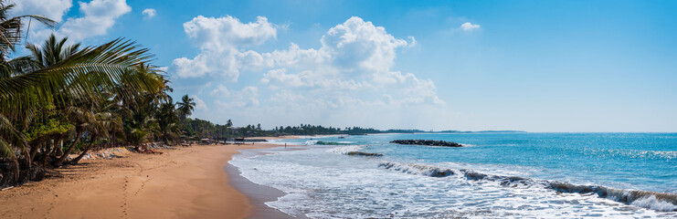 Tropical beach in south Sri Lanka panoramic view